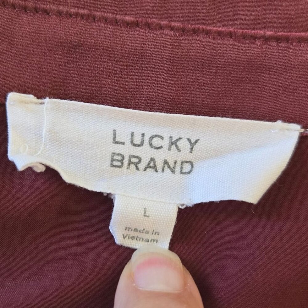 Lucky Brand Womens Long Sleeve Tunic Dress In Burgundy Size Large - Picture 4 of 5